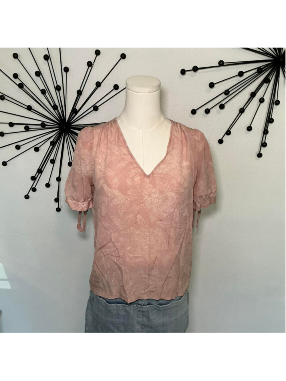Madewell Pink Floral Sheer Blouse XS Cottagecore